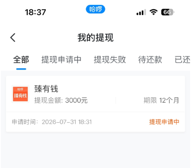 臻有钱申请显示提现申请中了有机会下吗？-借钱网